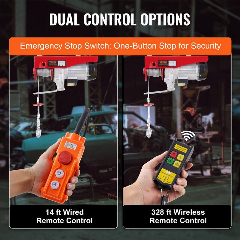 VEVOR Electric Hoist, 2200 lbs. 120V Electric Winch with 328 ft. Wireless & 14 ft. Wired Remote Control, 40 ft. Lifting Height - DDGSSHLYXWXSTO5XWV1