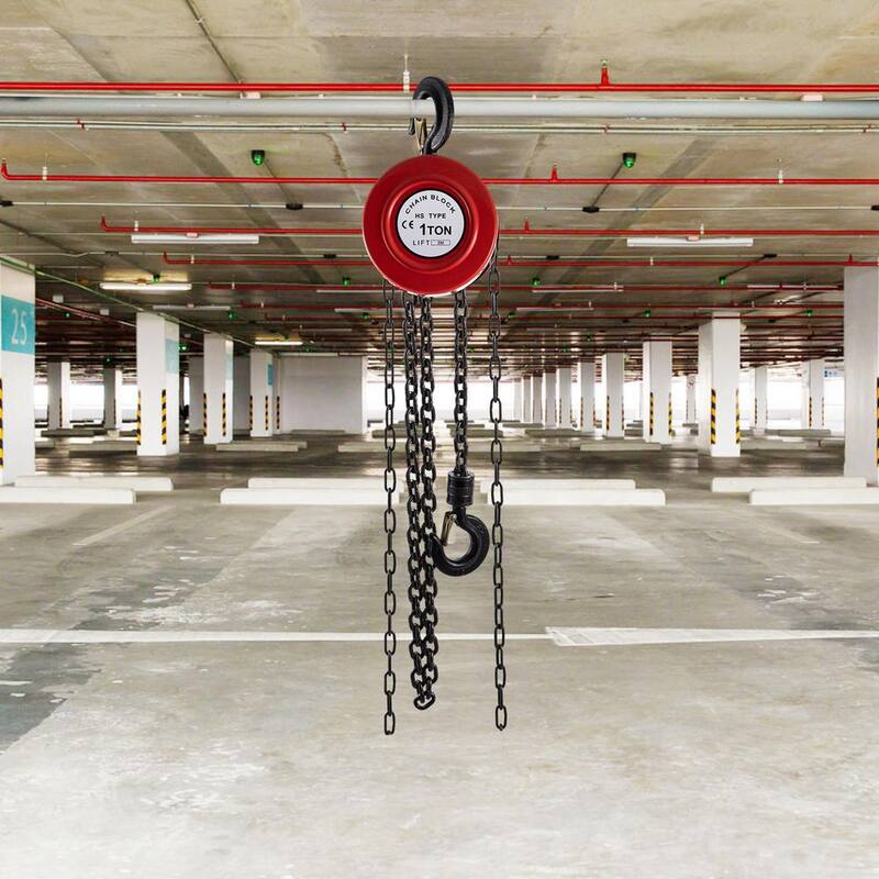 VEVOR Hand Chain Hoist 1-Ton Capacity Manual Hand Chain Block 10 ft. Lift for Lifting Goods in Transport and Workshop, Red - SLHLHSYX1T3MDAKB1V0