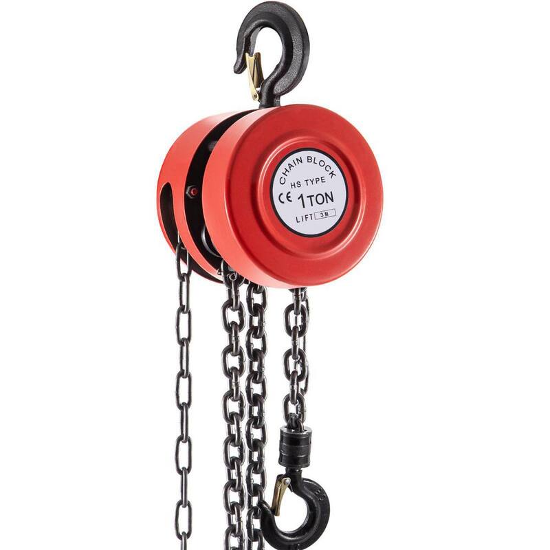 VEVOR Hand Chain Hoist 1-Ton Capacity Manual Hand Chain Block 10 ft. Lift for Lifting Goods in Transport and Workshop, Red - SLHLHSYX1T3MDAKB1V0