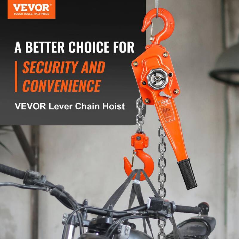 VEVOR Manual Lever Chain Hoist, 3 Ton 6600 lbs. Capacity 10 FT. Come Along, G80 Galvanized Carbon Steel with Weston Brake - CGSBHLH3T10FTQMVPV0-730