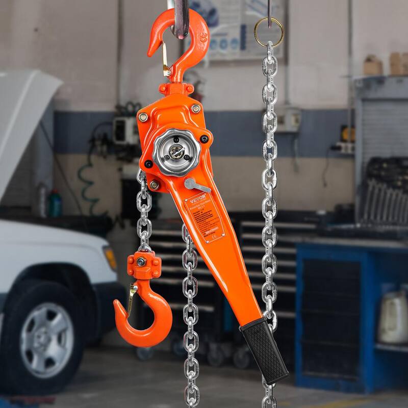 VEVOR Manual Lever Chain Hoist, 1-1/2 Ton 3300 lbs. Capacity 10 FT. Come Along, G80 Galvanized Carbon Steel with Weston Brake - CGSBH112T10FTYOZ9V0-730
