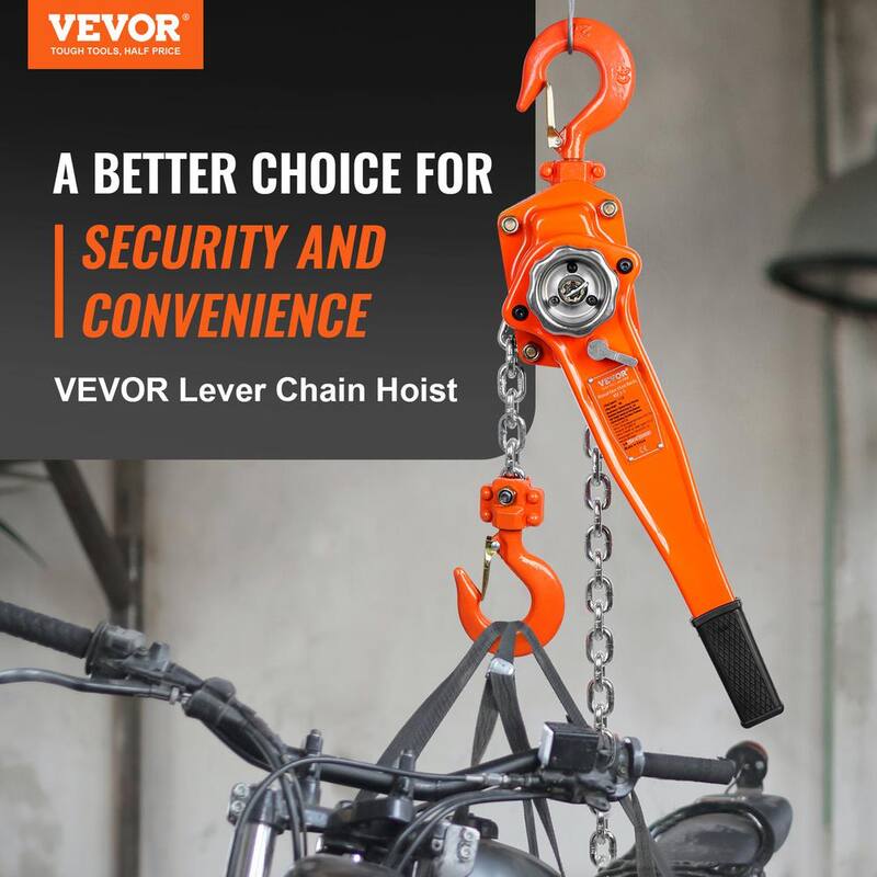 VEVOR Manual Lever Chain Hoist, 1-1/2 Ton 3300 lbs. Capacity 10 FT. Come Along, G80 Galvanized Carbon Steel with Weston Brake - CGSBH112T10FTYOZ9V0-730