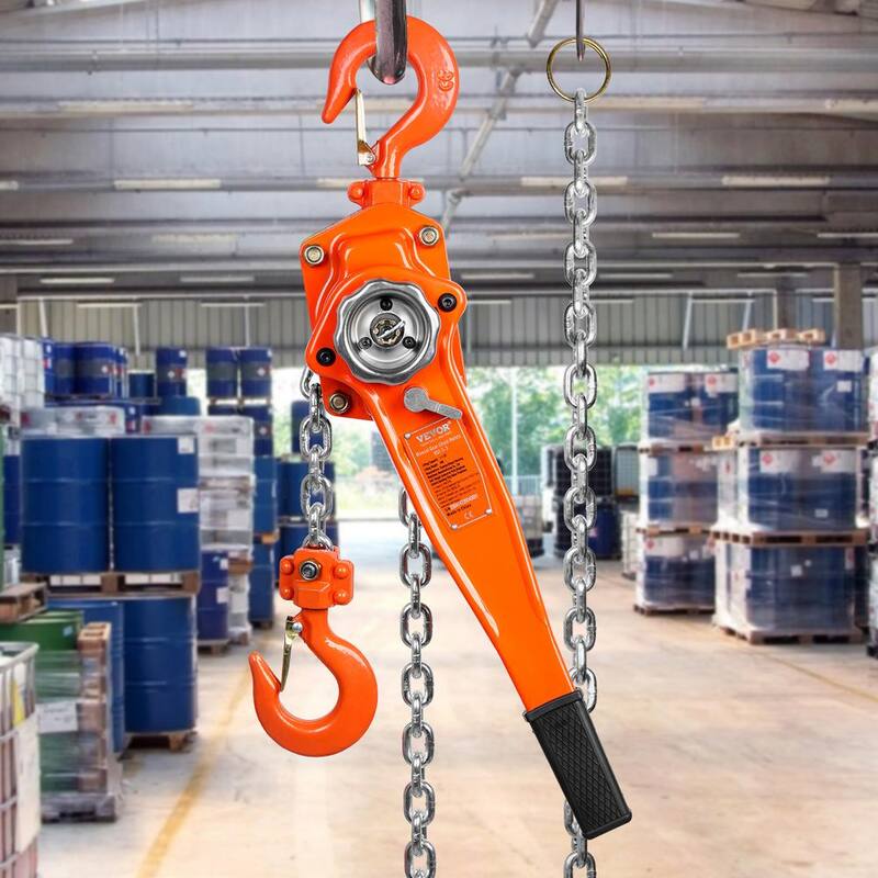VEVOR Manual Lever Chain Hoist, 1-1/2 Ton 3300 lbs. Capacity 10 FT. Come Along, G80 Galvanized Carbon Steel with Weston Brake - CGSBH112T10FTYOZ9V0-730