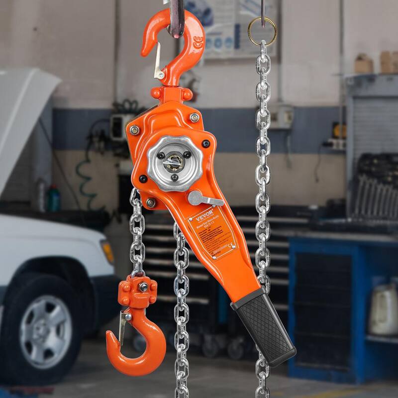 VEVOR Manual Lever Chain Hoist 3/4 Ton 1650 lbs. Capacity 10 FT. Come Along G80 Galvanized Carbon Steel with Double-Pawl Brake - CGSBHL34T10FT5KRRV0-730