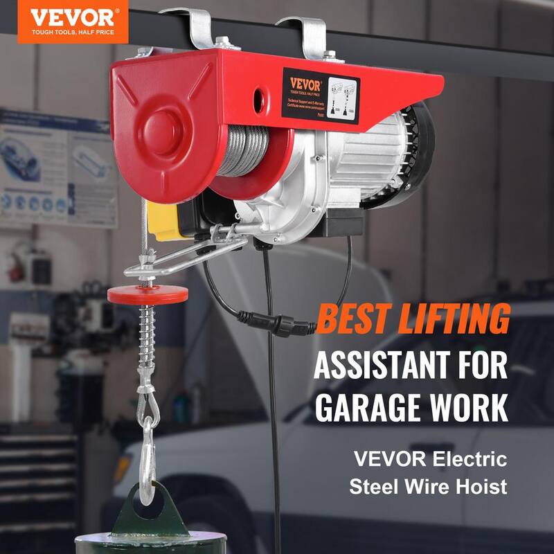 VEVOR Electric Hoist, 1760 lbs. 120V Electric Winch with 328 ft. Wireless Remote Control, 40 ft. Single Cable Lifting Height - DDGSSHLWXYKKCZJU3V1