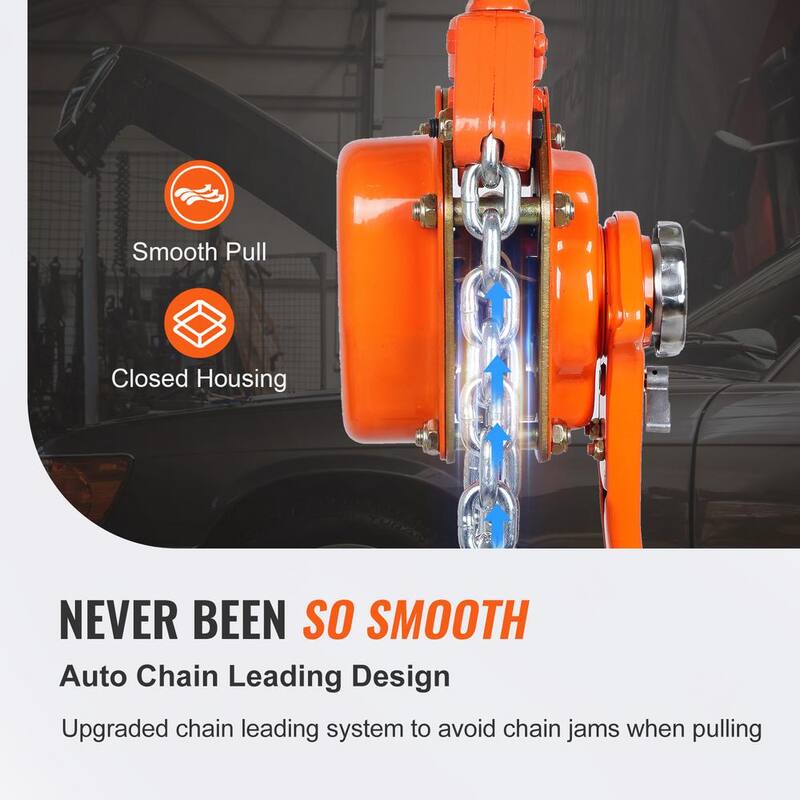VEVOR Manual Lever Chain Hoist, 6 Ton 13200 lbs. Capacity 10 FT. Come Along, G80 Galvanized Carbon Steel with Weston Brake - CGSBHLH6T10FTZVRQV0-730