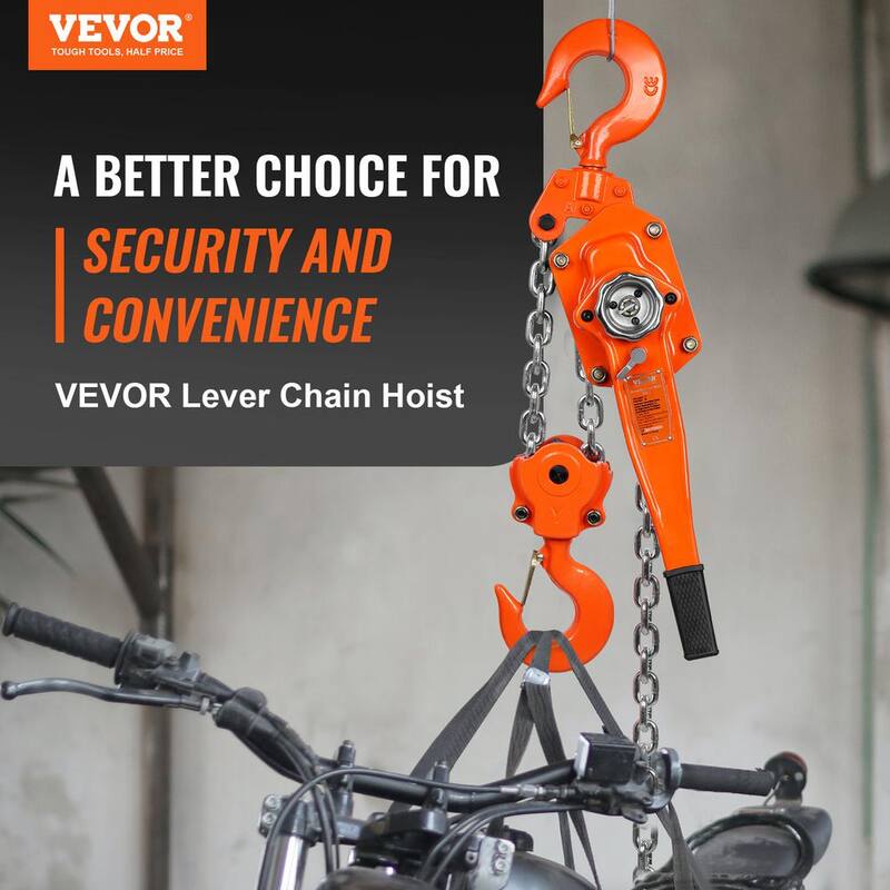 VEVOR Manual Lever Chain Hoist, 6 Ton 13200 lbs. Capacity 10 FT. Come Along, G80 Galvanized Carbon Steel with Weston Brake - CGSBHLH6T10FTZVRQV0-730