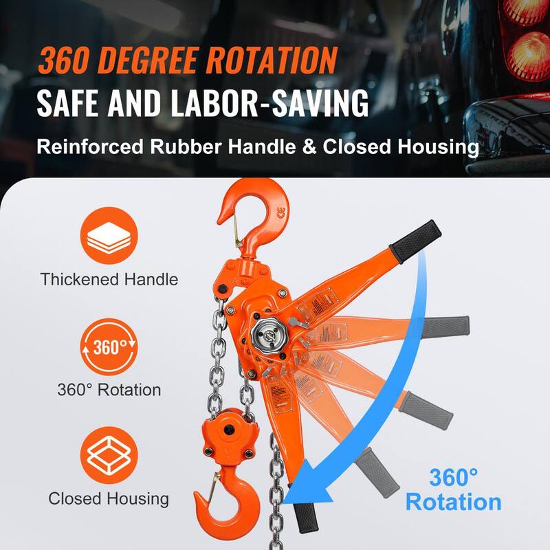 VEVOR Manual Lever Chain Hoist, 6 Ton 13200 lbs. Capacity 10 FT. Come Along, G80 Galvanized Carbon Steel with Weston Brake - CGSBHLH6T10FTZVRQV0-730