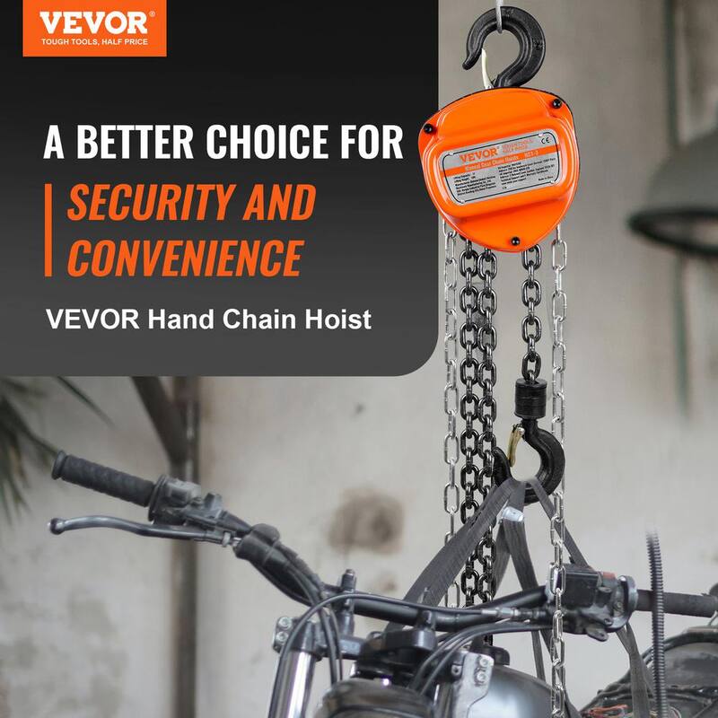 VEVOR Hand Chain Hoist, 1 Ton 2,200 lbs. Capacity 20 FT Come Along, G80 Gal.vanized Carbon Steel with Double-Pawl Brake - SJXSLHL1T20FTSZ3XV0-731