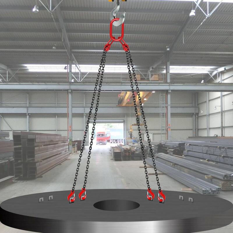 VEVOR 10 ft. x 5/16 in. Engine Chain Sling G80 Alloy Steel Hoist Lift Chain 3T with 4 Leg Grab Hooks Adjuster for Mining Ports - 3MSGLT00000000001V0