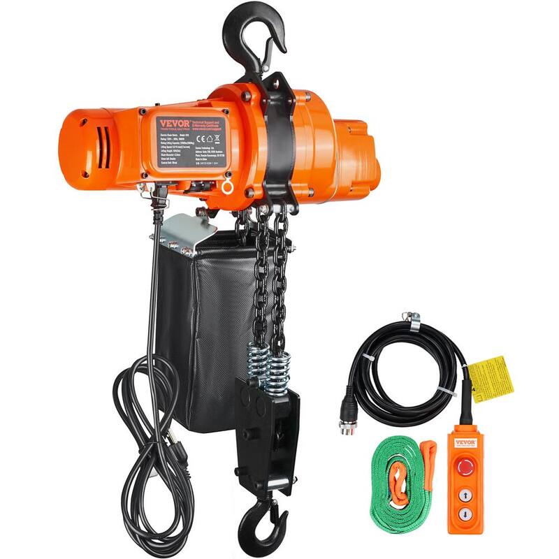 VEVOR Electric Chain Hoist, 2200 lbs. Load Capacity, 10 ft. Lifting Height, 6.9 ft./min Speed, 120V, Single Phase Crane - DDSHLHLDXD11P0U2TV1