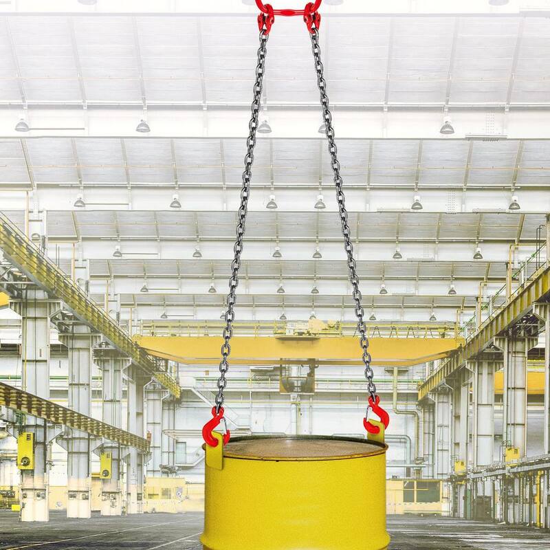 VEVOR 8800 lbs. Load 5 ft. x 3/8 in. Double Leg Chain Sling G80 Hoist Chain with Grab Hooks for Factory Mining Ports Building - GLSJG80SZ10MMX1.5V0