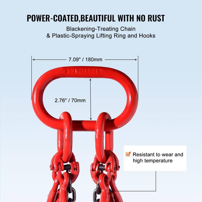 VEVOR Chain Sling,1/4 in. x 5 ft. Lifting Chains with Hooks,G80 Engine Chain Hoist Lifts, 6600 lbs./3 Ton Lifting Sling Chains - DGDLHHMGFH1J142Q0V0