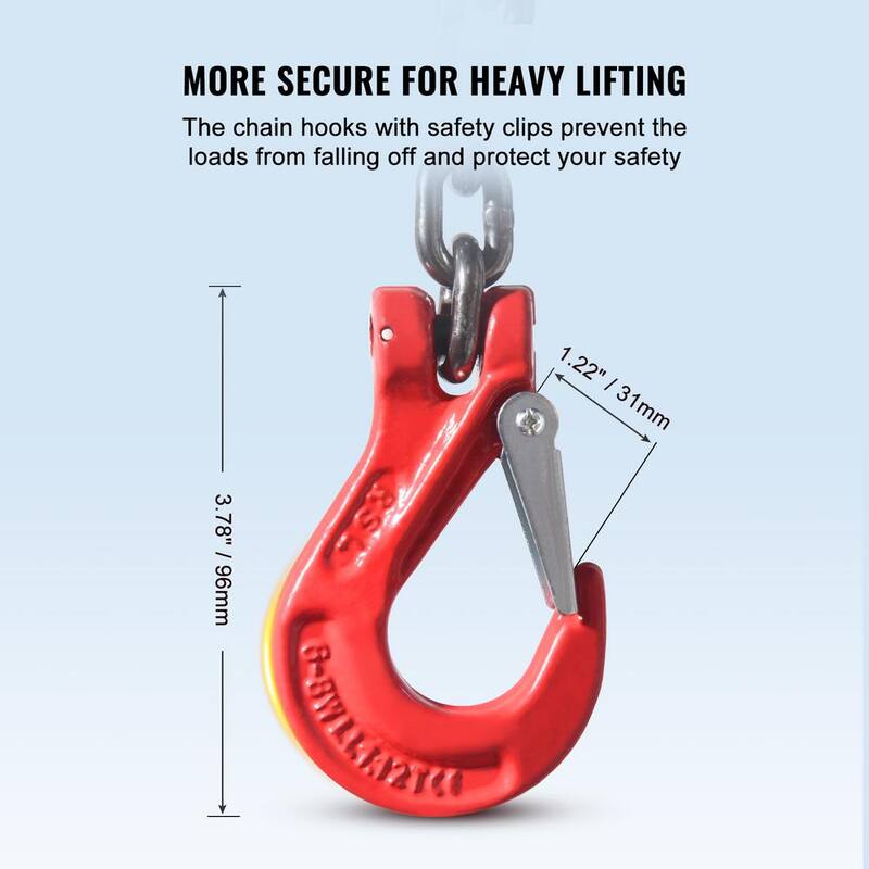 VEVOR Chain Sling,1/4 in. x 5 ft. Lifting Chains with Hooks,G80 Engine Chain Hoist Lifts, 6600 lbs./3 Ton Lifting Sling Chains - DGDLHHMGFH1J142Q0V0