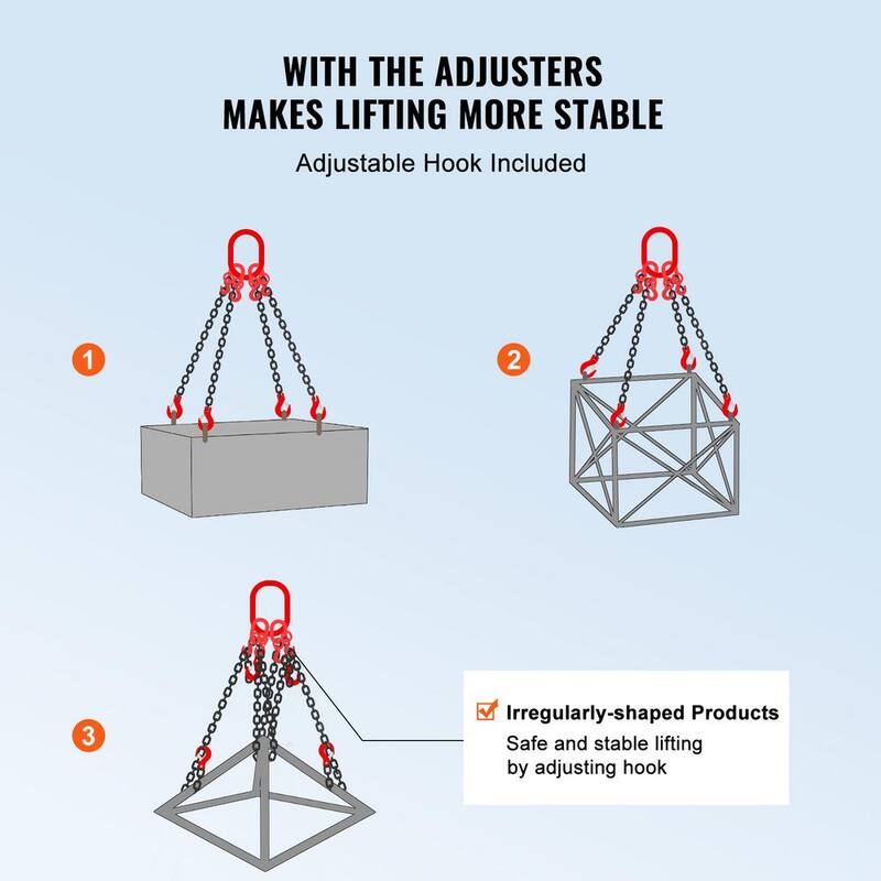 VEVOR Chain Sling,1/4 in. x 5 ft. Lifting Chains with Hooks,G80 Engine Chain Hoist Lifts, 6600 lbs./3 Ton Lifting Sling Chains - DGDLHHMGFH1J142Q0V0