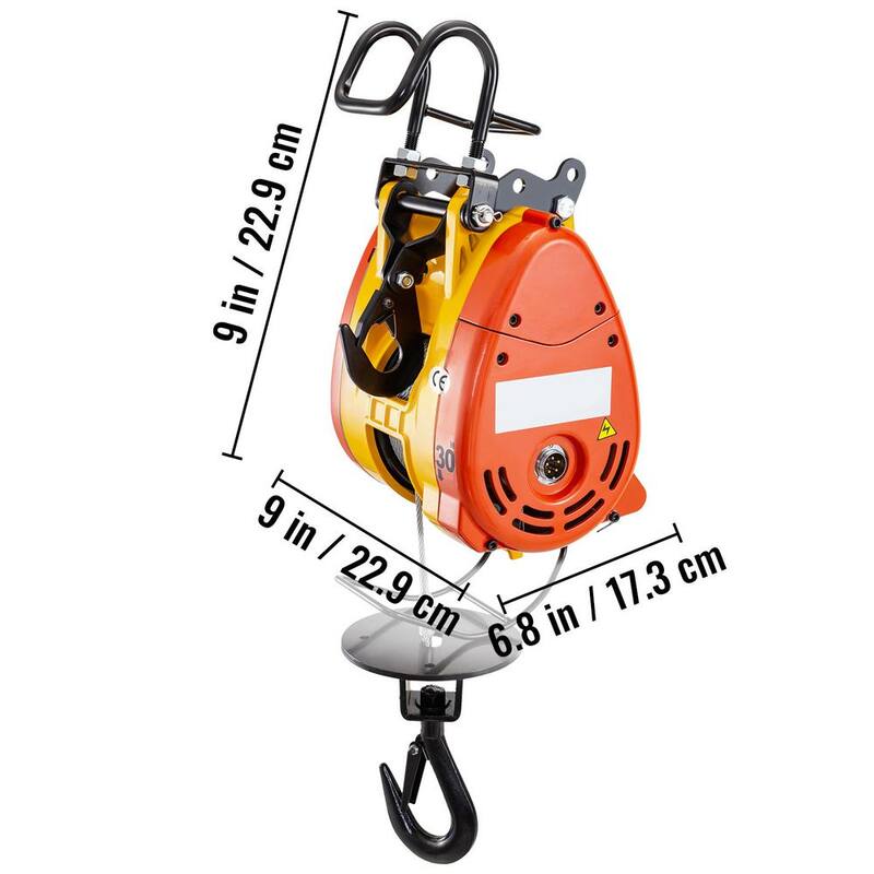 VEVOR Electric Chain Hoist 507 lbs. Load Capacity Electric Winch w/ 1300-Watt Powerful Motor w/ 98 ft. Length Steel Wire Rope - DDHL230KG00000001V1