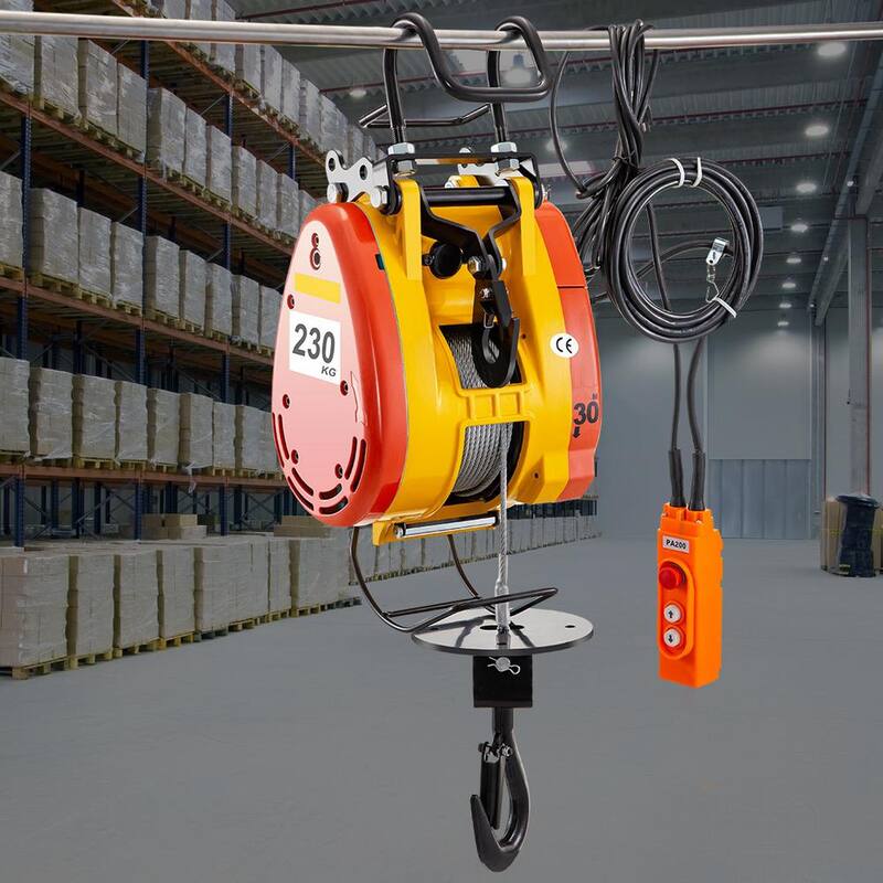 VEVOR Electric Chain Hoist 507 lbs. Load Capacity Electric Winch w/ 1300-Watt Powerful Motor w/ 98 ft. Length Steel Wire Rope - DDHL230KG00000001V1