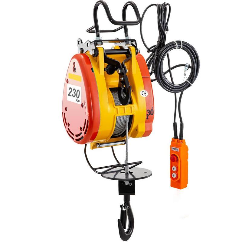 VEVOR Electric Chain Hoist 507 lbs. Load Capacity Electric Winch w/ 1300-Watt Powerful Motor w/ 98 ft. Length Steel Wire Rope - DDHL230KG00000001V1
