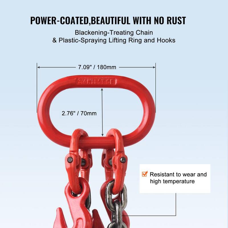 VEVOR Chain Sling, 3/8 in. x 6 ft. Lifting Chains with Hooks, G80 Engine Chain Hoist Lifts, 11000 lbs. Lifting Sling Chains - DGDLMGFH1JZ67A30TV0