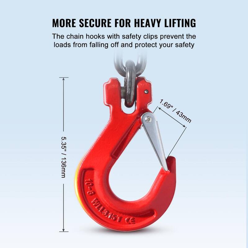 VEVOR Chain Sling, 3/8 in. x 6 ft. Lifting Chains with Hooks, G80 Engine Chain Hoist Lifts, 11000 lbs. Lifting Sling Chains - DGDLMGFH1JZ67A30TV0