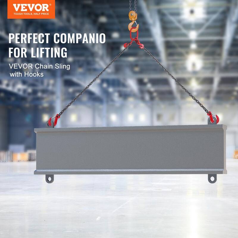 VEVOR Chain Sling, 3/8 in. x 6 ft. Lifting Chains with Hooks, G80 Engine Chain Hoist Lifts, 11000 lbs. Lifting Sling Chains - DGDLMGFH1JZ67A30TV0