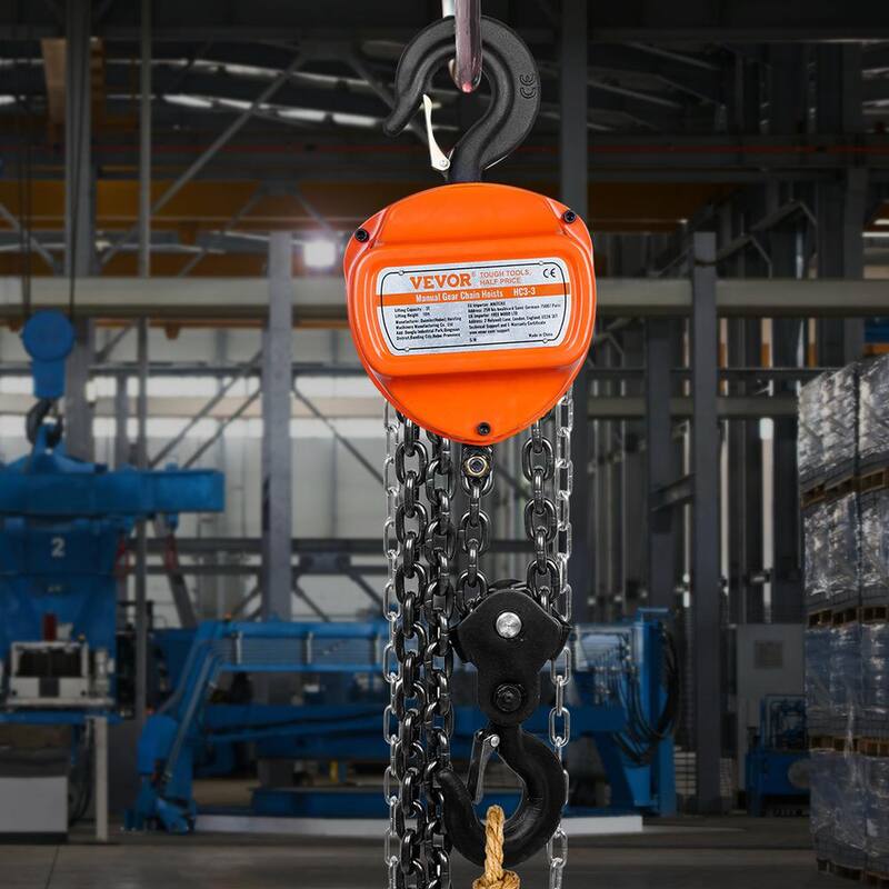 VEVOR Hand Chain Hoist, 3 Ton 6,600 lbs Capacity 10 ft. Come Along, G80 Gal.vanized Carbon Steel with Double-Pawl Brake - SJXSLHL3T10FTDWUVV0-731