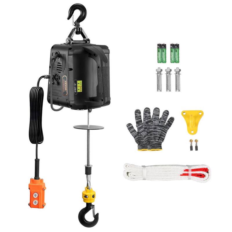 VEVOR 2-in.-1 1,100 lbs. Electric Hoist Winch, 1,500W Portable Power Winch Crane, 22.9 ft. Lifting Height, 13 ft./min - BXSDDHL1100BSJQDBV1-802
