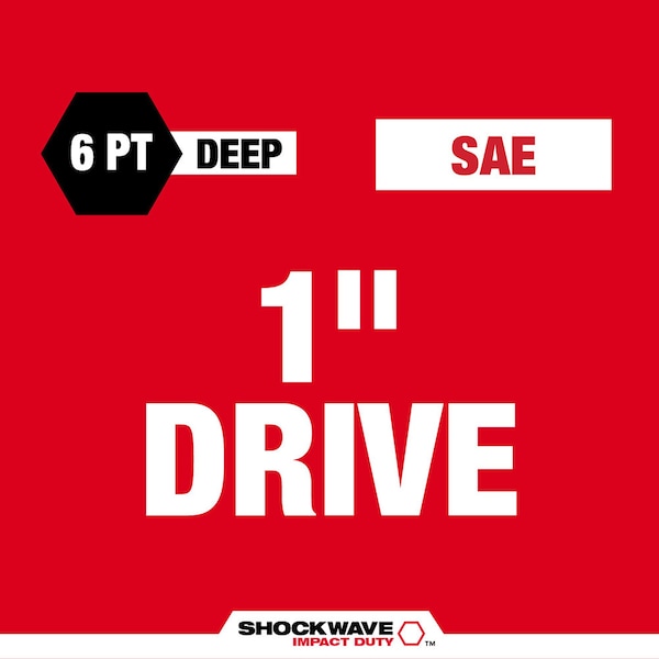 Milwaukee Tool 1" Drive SHOCKWAVE Impact Duty 1 in. Drive 1-5/8 in. Deep Well 6 Point Socket 1 5/8 in Size - 49-66-6514