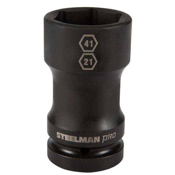 Steelman 1" Drive Budd Wheel 41mm 6-Point Hex and 21mm 4-Point Square Combo Impact Socket - 79324
