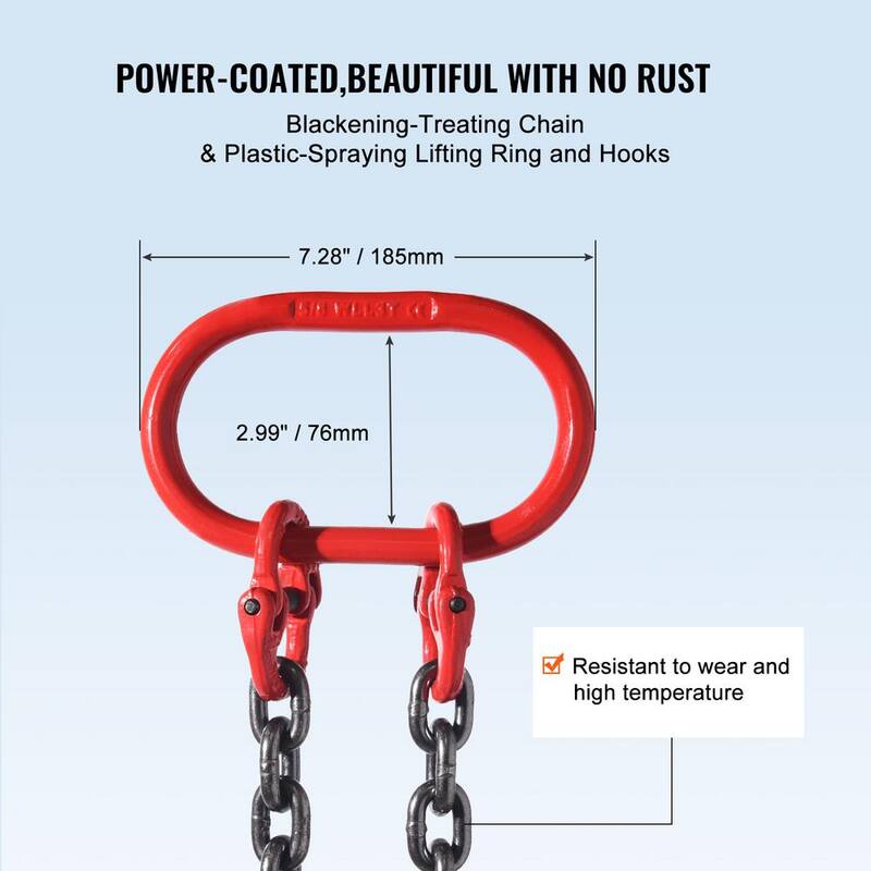 VEVOR Chain Sling,5/16 in.x5 ft. Lifting Chains with Hooks,G80Engine Chain Hoist Lifts,6600 lbs. Capacity Lifting Sling Chains - DGDLHHMGFH1JITULLV0