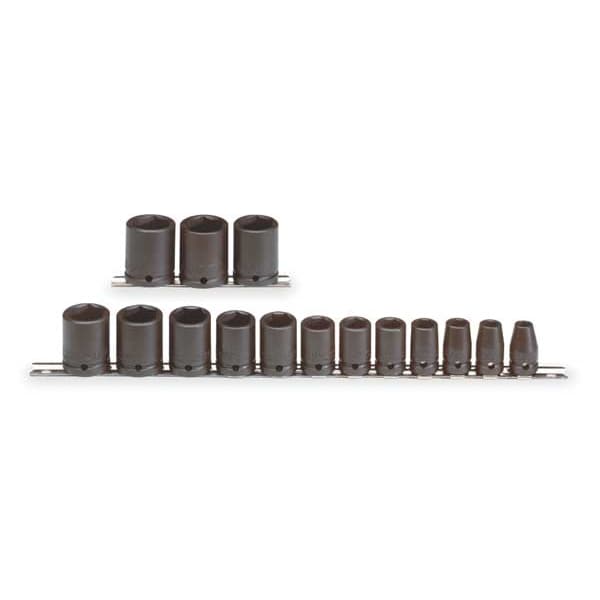 Proto 1/2" Drive Impact Socket Set SAE 15 Pieces 3/8 in to 1 1/4 in , Black Oxide - J74104