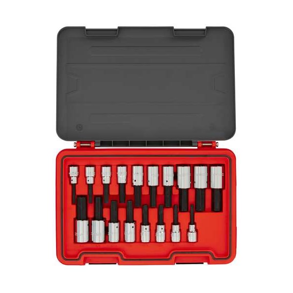 Proto 1/2 in Drive Hex Bit Set Metric, SAE 18 Pieces 1/4 in to 3/4 in, 6 mm to 19 mm , Chrome - J54318H