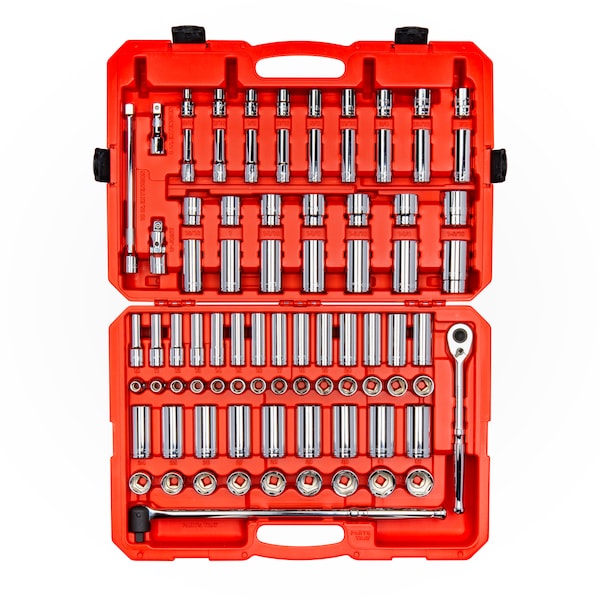 Tekton 1/2 Inch Drive 6-Point Socket and Ratchet Set, 83-Piece (3/8 - 1-5/16 in., 10-32 mm) - SKT25302