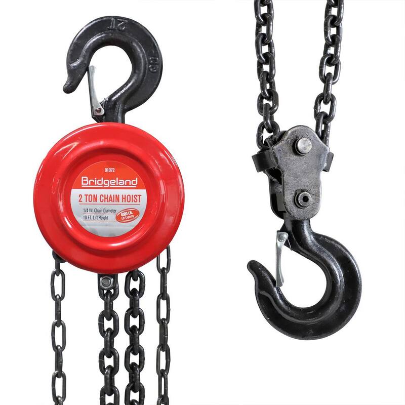 BRIDGELAND 2 Ton Chain Hoist with 10 ft. Lift, 4,000 lbs. Lifting Capacity - 91072