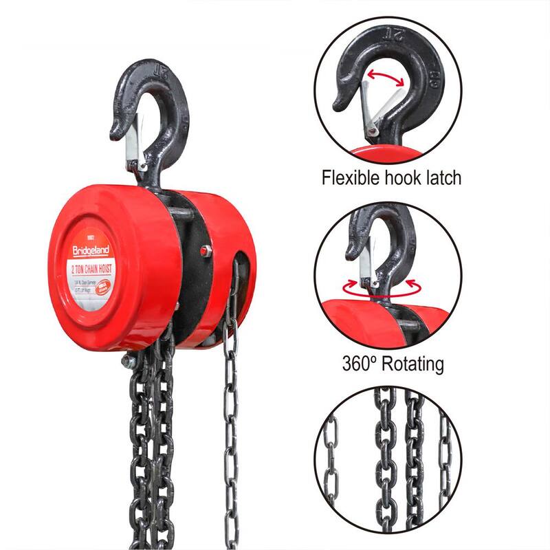 BRIDGELAND 2 Ton Chain Hoist with 10 ft. Lift, 4,000 lbs. Lifting Capacity - 91072