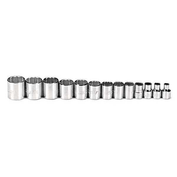 Proto 3/8" Drive Socket Set SAE 13 Pieces 1/4 in to 1 in , Full Polish - J52124