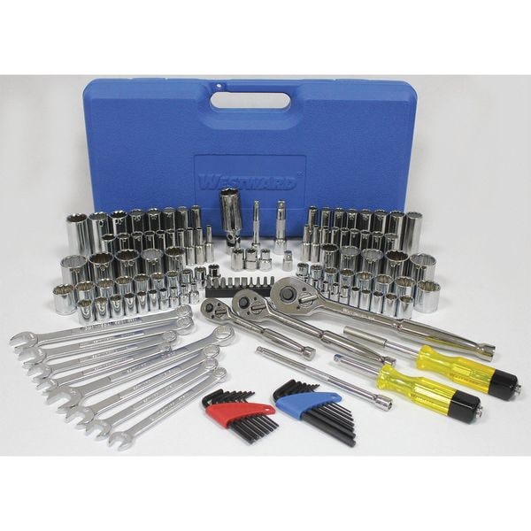 Westward 1/4 in, 3/8 in, 1/2 in Drive Metric, SAE, 128 pcs - 33HD78