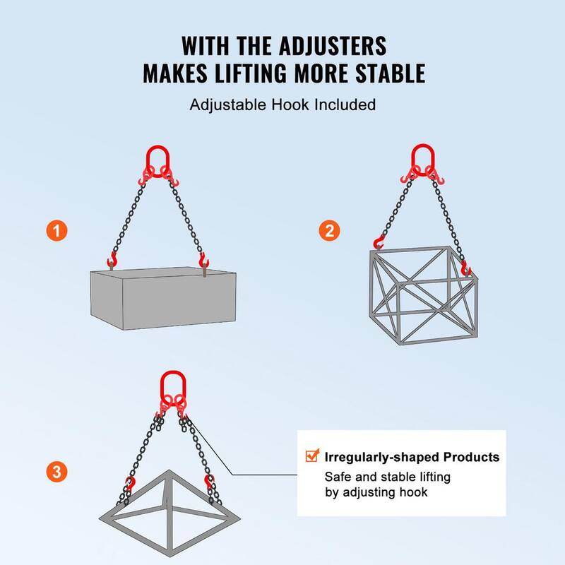 VEVOR Chain Sling, 5/16 in. x 6 ft. Lifting Chains with Hooks, G80 Engine Chain Hoist Lifts, 6600 lbs. Lifting Sling Chains - DGDLHHMGFH1J576AYV0