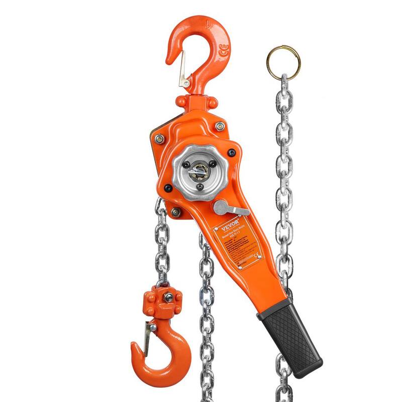 VEVOR Hand-Operated Chain Lift, 1650 lbs. Load, 5ft. Length, G80 Zinc-Coated Steel, Dual-Pawl Brake System - CGSBHLH34T5FT94JLV0-730