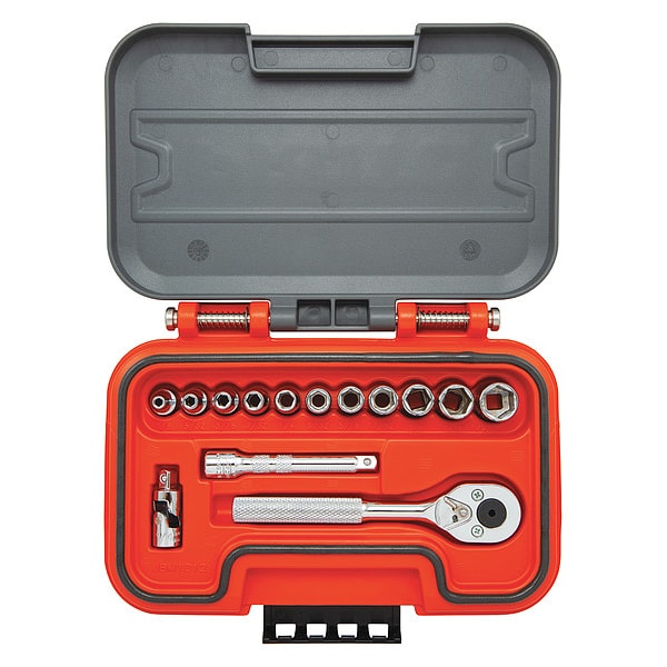 Proto 1/4 in Drive Socket Set SAE 14 Pieces 1/8 in to 1/2 in , Chrome - J47114S