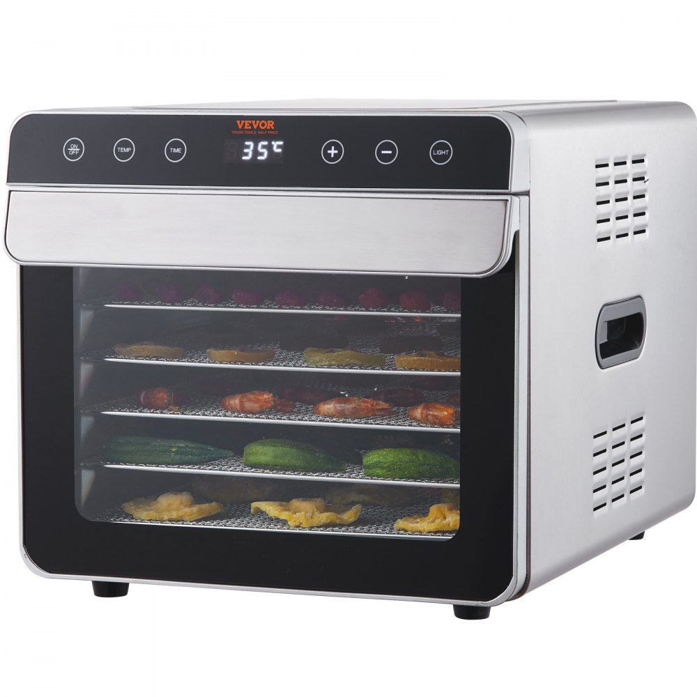 VEVOR Food Dehydrator Machine, 6 Stainless Steel Trays, 700W Electric Food Dryer w/ Digital Adjustable Timer & Temperature for Jerky, Herb, Meat, Beef, Fruit, Dog Treats and Vegetables, ETL Listed - SPFG60548700WJZC7V1