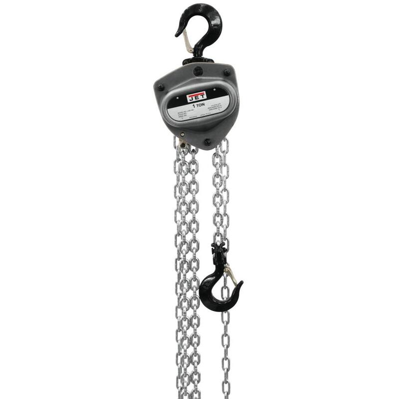Jet L100-100WO-10 1-Ton Hand Chain Hoist with 10 ft. Lift and Overload Protection - 102100