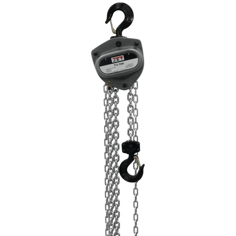 Jet L100-150WO-15 1-1/2-Ton Hand Chain Hoist with 15 ft. Lift and Overload Protection - 201115