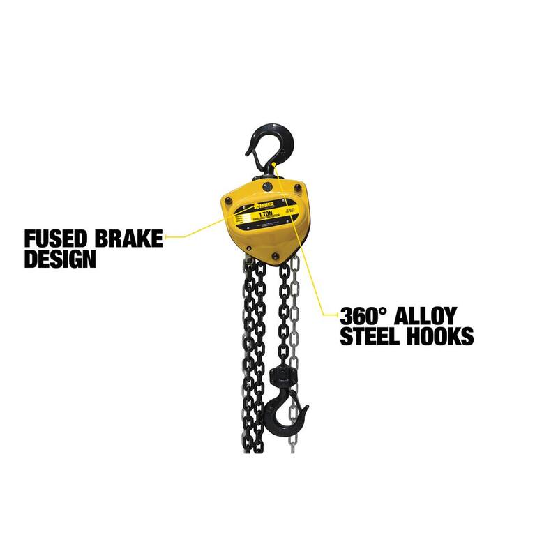 SUMNER 1-Ton Chain Hoist with 10 ft. Lift and Overload Protection - 787448