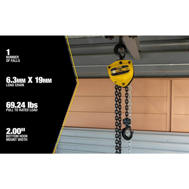 SUMNER 1-Ton Chain Hoist with 10 ft. Lift and Overload Protection - 787448