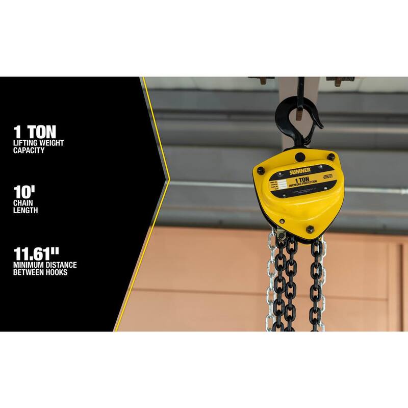 SUMNER 1-Ton Chain Hoist with 10 ft. Lift and Overload Protection - 787448