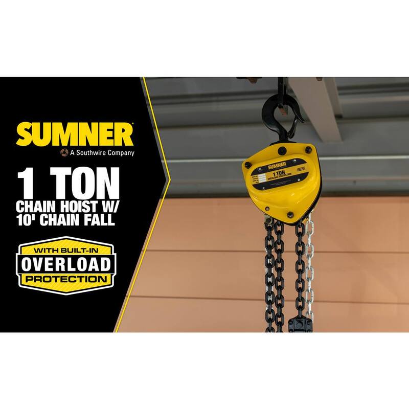 SUMNER 1-Ton Chain Hoist with 10 ft. Lift and Overload Protection - 787448