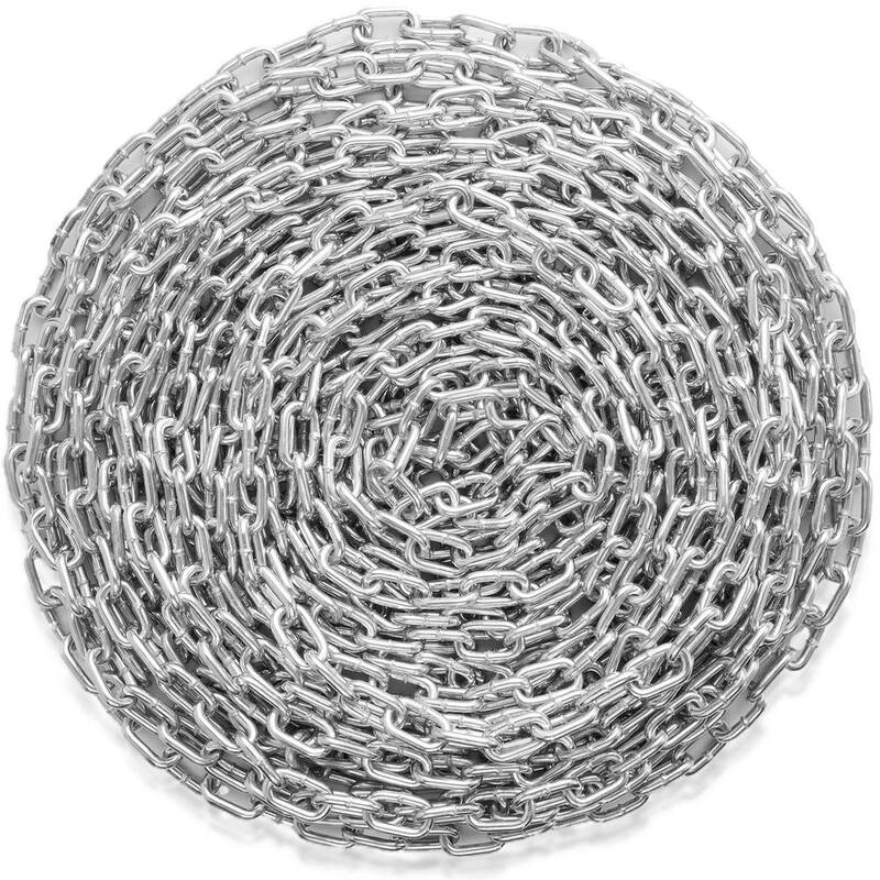VEVOR Proof Coil Chain, 5/16 in. x 92 ft., 1667 lbs. Safe Working Load, Zinc Plated Proof Tested Coil Chain with Quick Links - WGAQLTG92FT5KM010V0