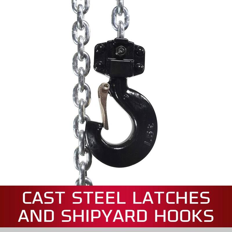 Jet JLA Series Aluminum 1.5 Ton Compact Lever Hoist 10 ft. Lift with Shipyard Hooks - JT9-375710