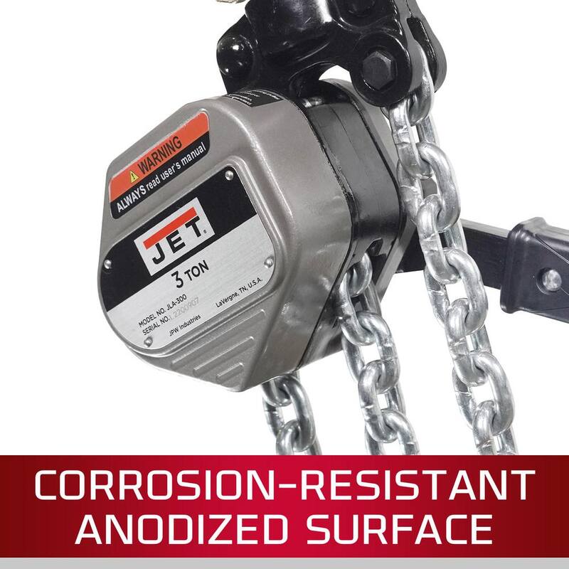 Jet JLA Series Aluminum 3 Ton Compact Lever Hoist 5 ft. Lift - JT9-375505